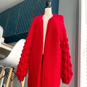 Simply Couture Long Red Bubble Sleeve Sweater | Women's XXL